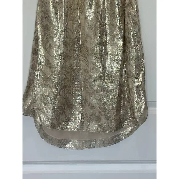 Elie Tahari Ruffle Neck Metallic Silk Blend Blouse Size XS - Picture 7 of 8
